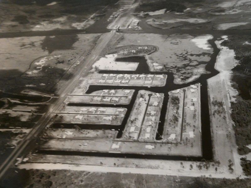 Aerial of waterfront lots
